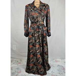 Vintage‎ Peony Brand Shanghai China Floral Asian Print Robe Dress Size 36